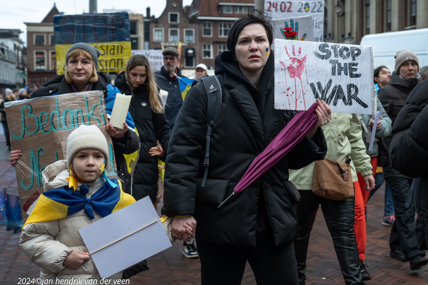 groningen centrum oekraine mars 2 jaar oorlog 2024©jan hendrik van der